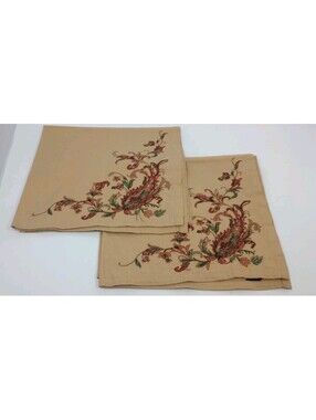 Set of 2 Chaps Home Dinner Napkins Embroidered Floral Formal Casual